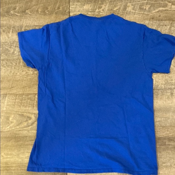 Blue Graphic T-Shirt with Santa and Moon Design - Picture 7 of 9